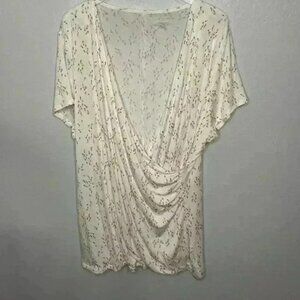 White Floral Wrap Crossover Top